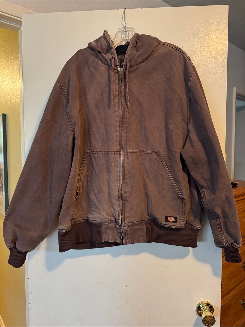 Dickies Brown Hooded Canvas Jacket with Ribbed Hem